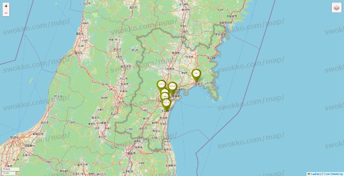 宮城県の3COINSの店舗地図