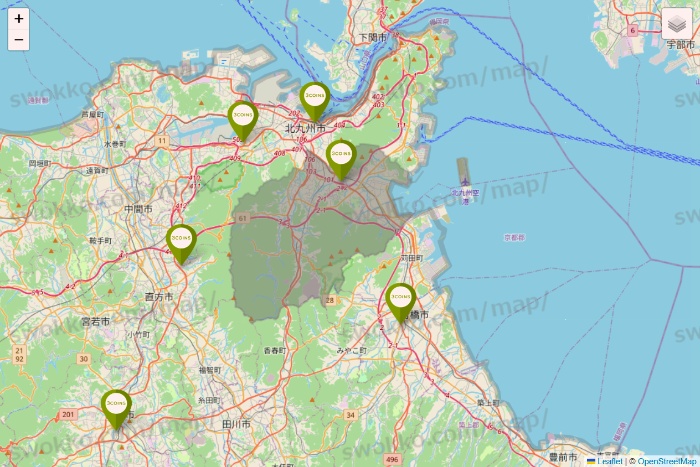 福岡県の3COINSの店舗地図