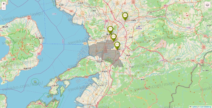熊本県の3COINSの店舗地図