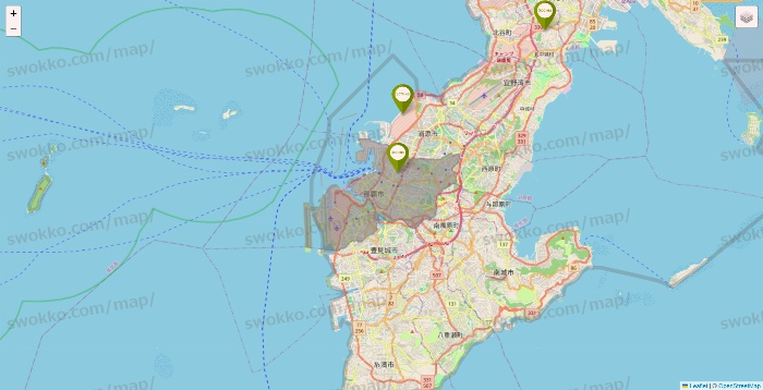 沖縄県の3COINSの店舗地図