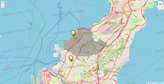沖縄県の3COINSの店舗地図