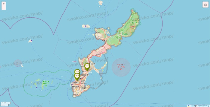 沖縄県の3COINSの店舗地図