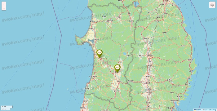 秋田県の3COINSの店舗地図