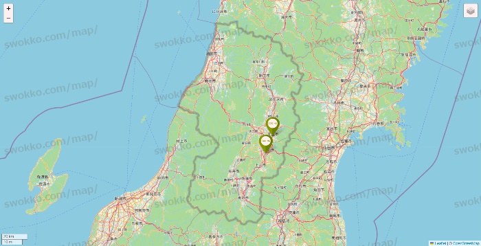 山形県の3COINSの店舗地図