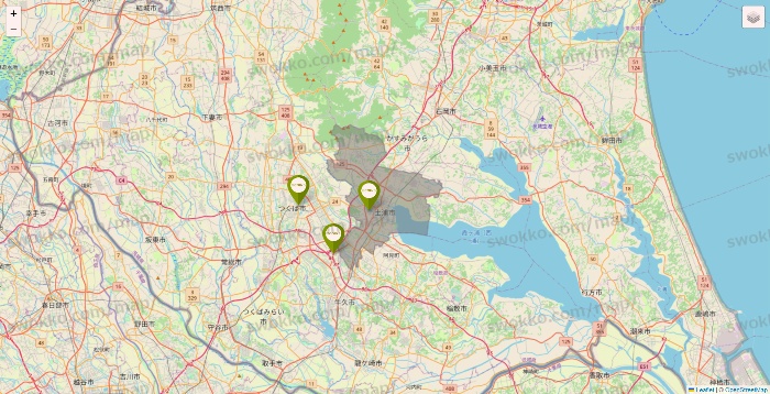 茨城県の3COINSの店舗地図