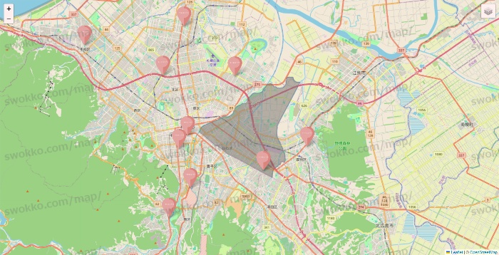 北海道のTHREEPPY・CouCouの店舗地図