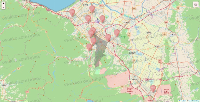 北海道のTHREEPPY・CouCouの店舗地図