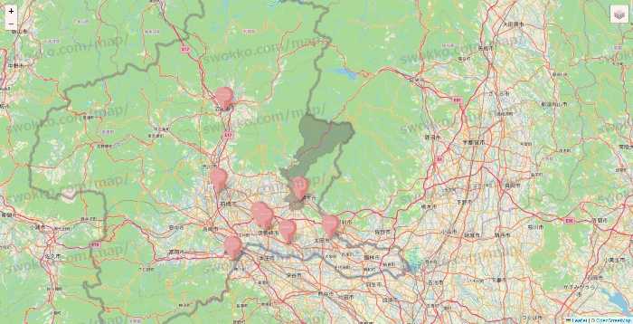 群馬県のTHREEPPY・CouCouの店舗地図