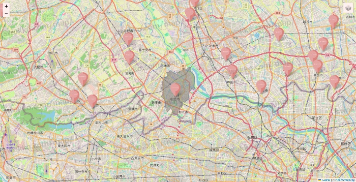 埼玉県のTHREEPPY・CouCouの店舗地図
