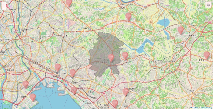 千葉県のTHREEPPY・CouCouの店舗地図