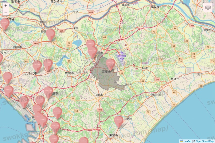 千葉県のTHREEPPY・CouCouの店舗地図