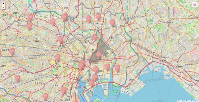 東京都のTHREEPPY・CouCouの店舗地図