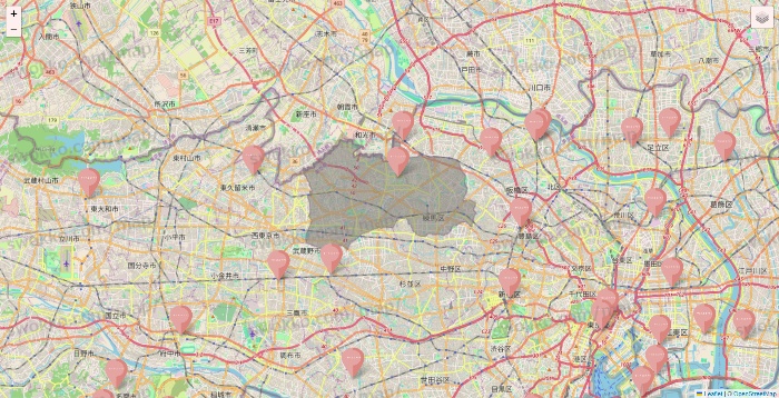 東京都のTHREEPPY・CouCouの店舗地図