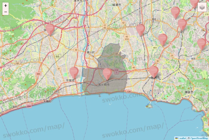 神奈川県のTHREEPPY・CouCouの店舗地図