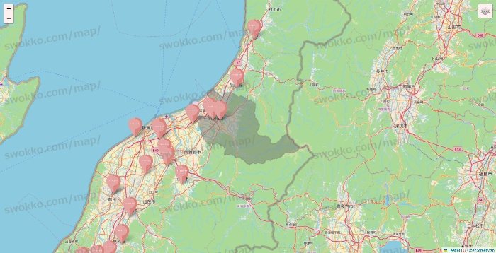 新潟県のTHREEPPY・CouCouの店舗地図