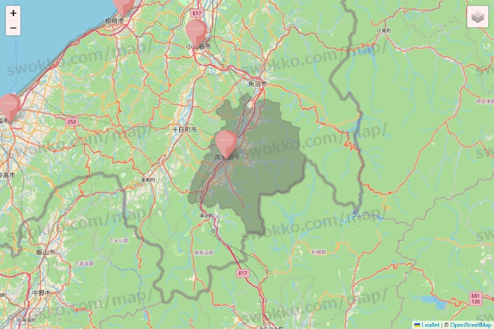 新潟県のTHREEPPY・CouCouの店舗地図