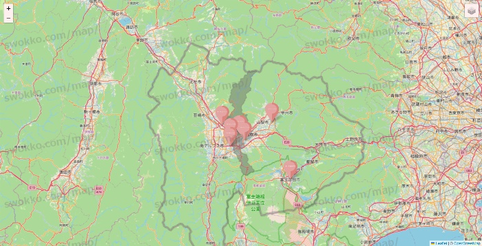 山梨県のTHREEPPY・CouCouの店舗地図