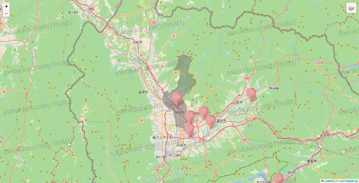山梨県のTHREEPPY・CouCouの店舗地図
