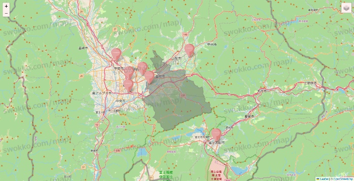 山梨県のTHREEPPY・CouCouの店舗地図