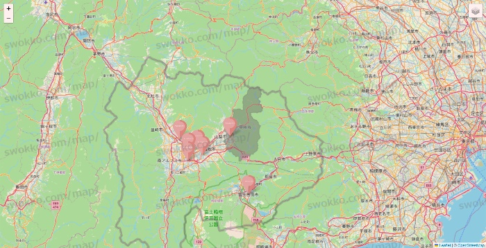山梨県のTHREEPPY・CouCouの店舗地図