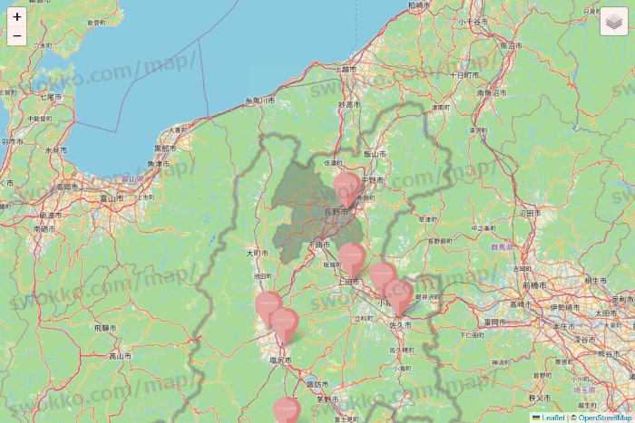 長野県のTHREEPPY・CouCouの店舗地図