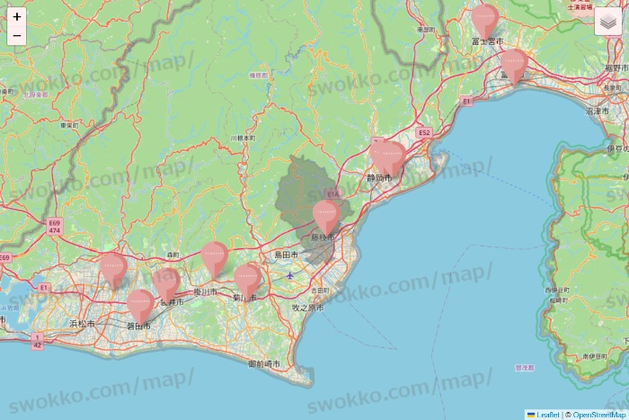 静岡県のTHREEPPY・CouCouの店舗地図