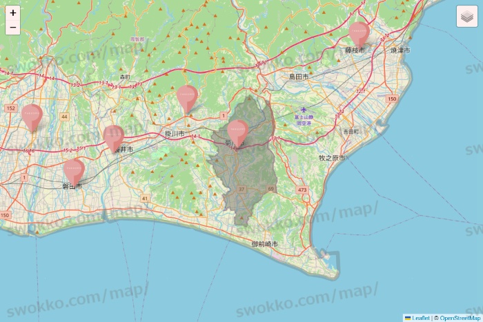 静岡県のTHREEPPY・CouCouの店舗地図