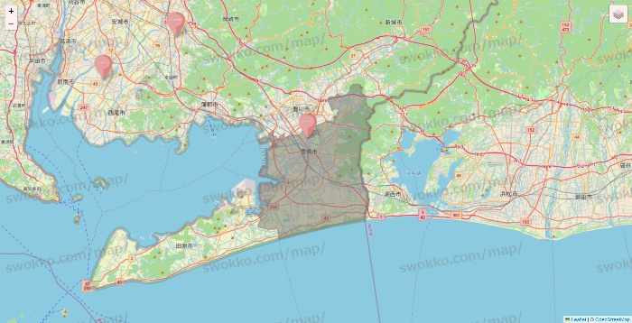 愛知県のTHREEPPY・CouCouの店舗地図