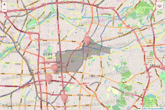 愛知県のTHREEPPY・CouCouの店舗地図