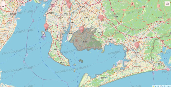 愛知県のTHREEPPY・CouCouの店舗地図