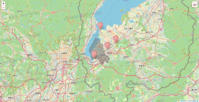 滋賀県のTHREEPPY・CouCouの店舗地図