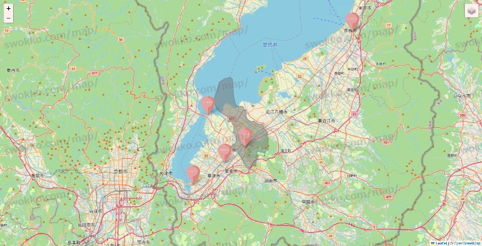 滋賀県のTHREEPPY・CouCouの店舗地図
