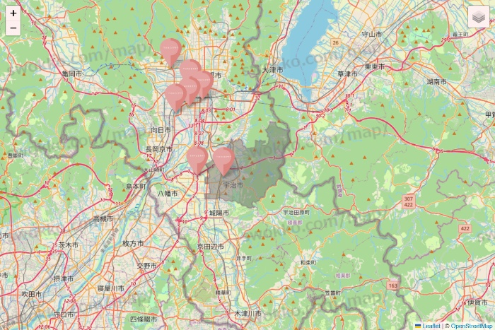 京都府のTHREEPPY・CouCouの店舗地図