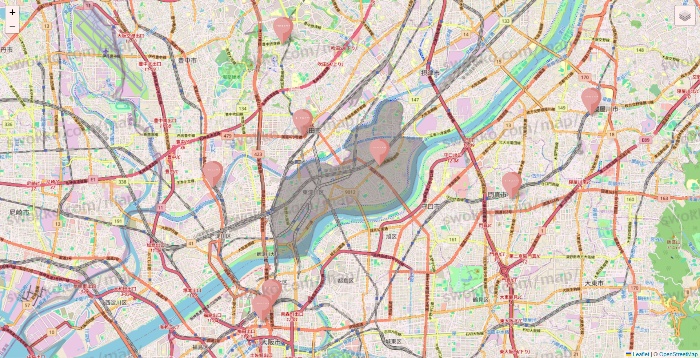 大阪府のTHREEPPY・CouCouの店舗地図