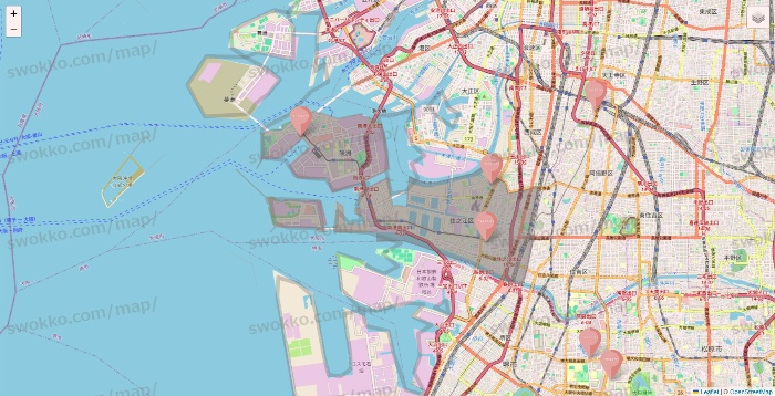 大阪府のTHREEPPY・CouCouの店舗地図