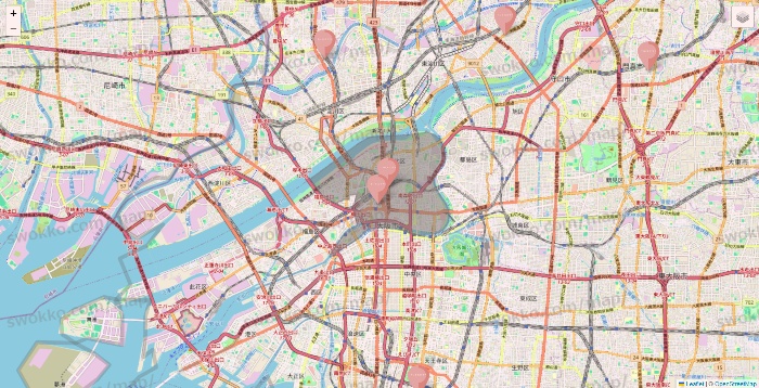 大阪府のTHREEPPY・CouCouの店舗地図