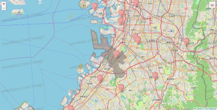 大阪府のTHREEPPY・CouCouの店舗地図