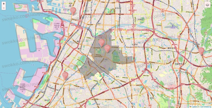 大阪府のTHREEPPY・CouCouの店舗地図
