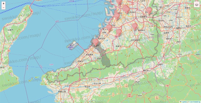 大阪府のTHREEPPY・CouCouの店舗地図