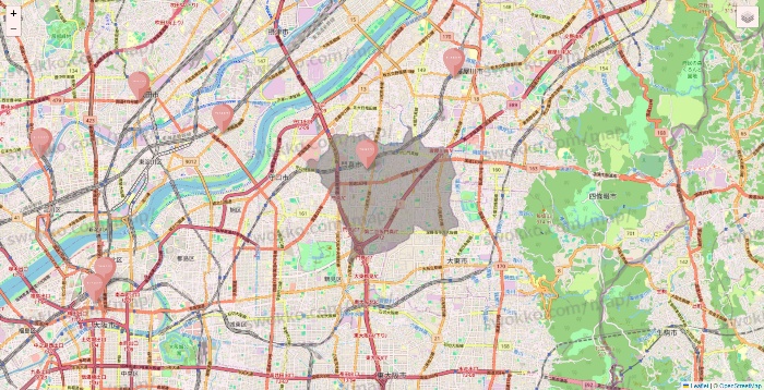 大阪府のTHREEPPY・CouCouの店舗地図