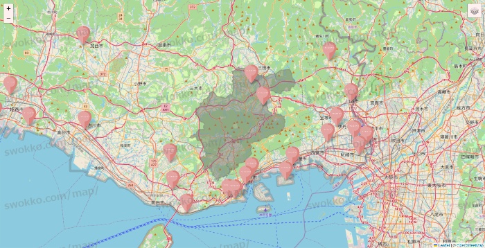 兵庫県のTHREEPPY・CouCouの店舗地図