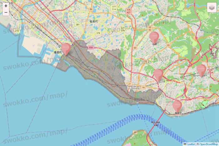 兵庫県のTHREEPPY・CouCouの店舗地図