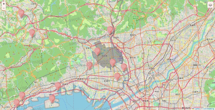 兵庫県のTHREEPPY・CouCouの店舗地図