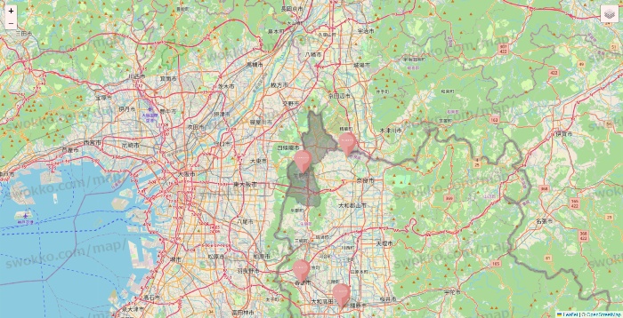 奈良県のTHREEPPY・CouCouの店舗地図