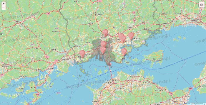 岡山県のTHREEPPY・CouCouの店舗地図