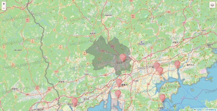 岡山県のTHREEPPY・CouCouの店舗地図