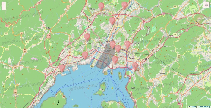 広島県のTHREEPPY・CouCouの店舗地図