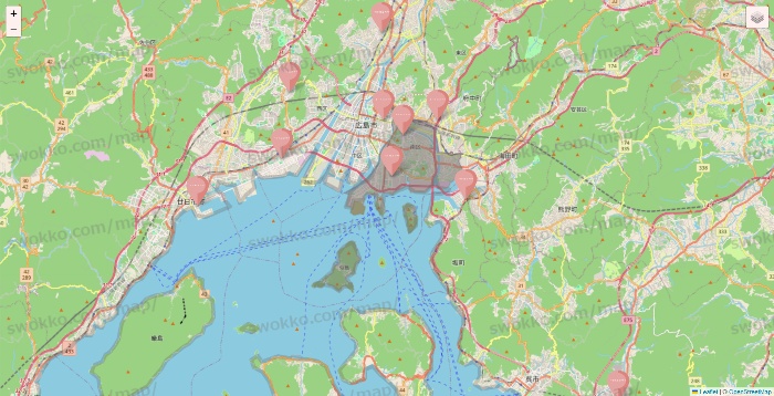 広島県のTHREEPPY・CouCouの店舗地図