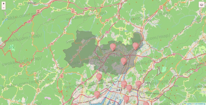 広島県のTHREEPPY・CouCouの店舗地図