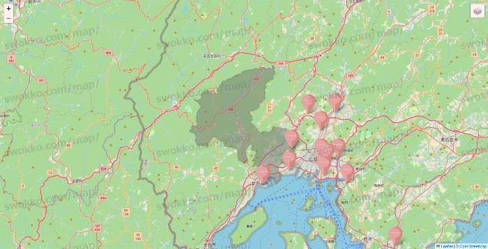 広島県のTHREEPPY・CouCouの店舗地図